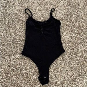 Black Garage Bodysuit Ribbed